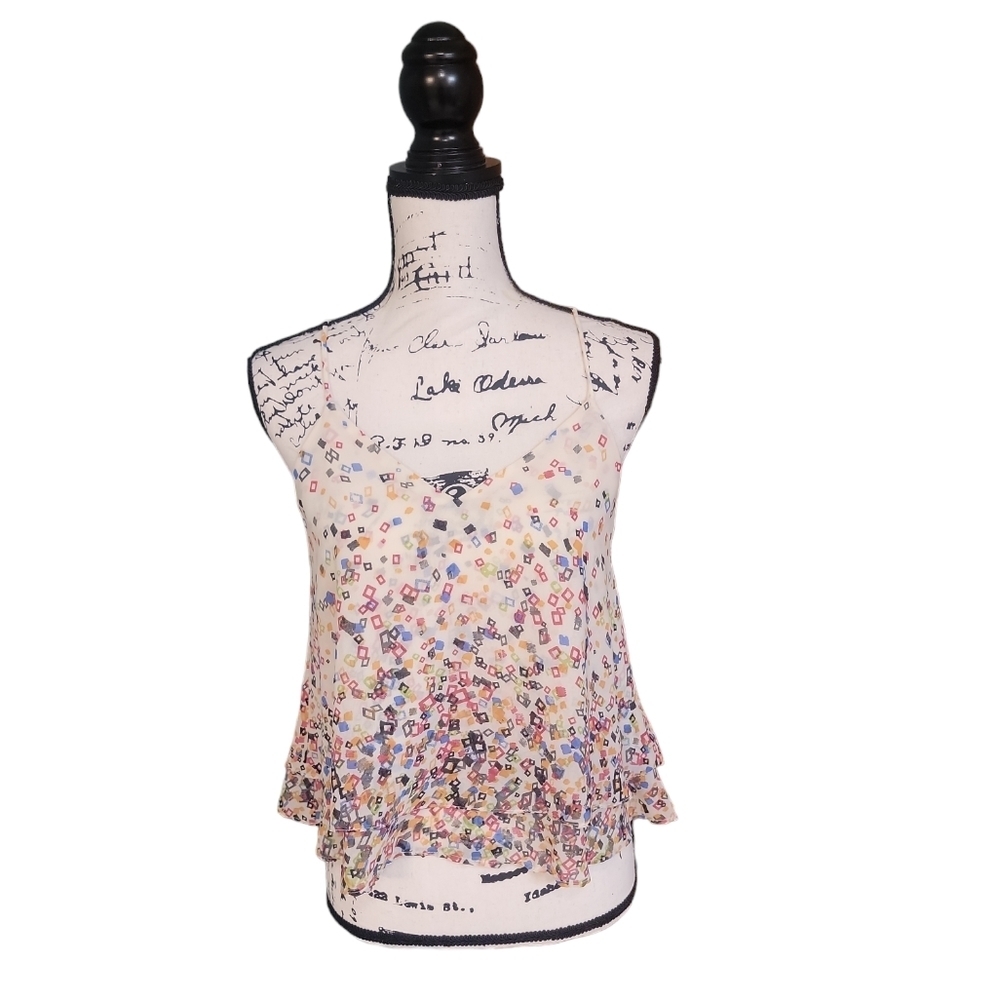 Runway Couture Geometric‎ Spaghetti Strap Crop Top Womens Size Small